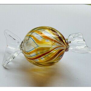 Large Hand Blown Hard Candy Art Glass Paperweight 7in